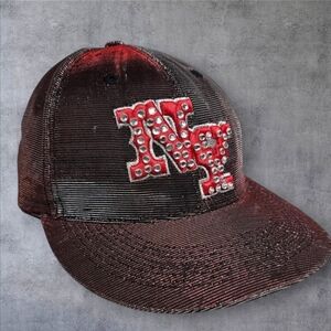 Kethos & B Red & Black Metallic New York Yankees Fitted Baseball Hat Size XL